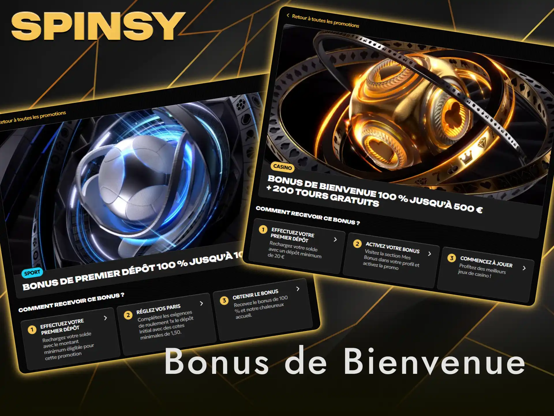 Obtenez des détails sur le bonus de bienvenue Spinsy et lancez votre partie.