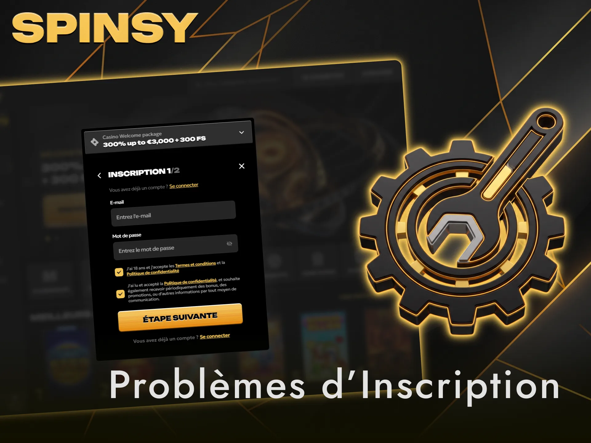 Résolvez les erreurs d'inscription sur Spinsy pour créer votre profil sans problème.